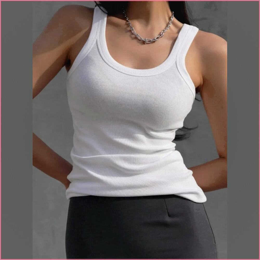 Women's Ribbed Knit Tank Top Y2K